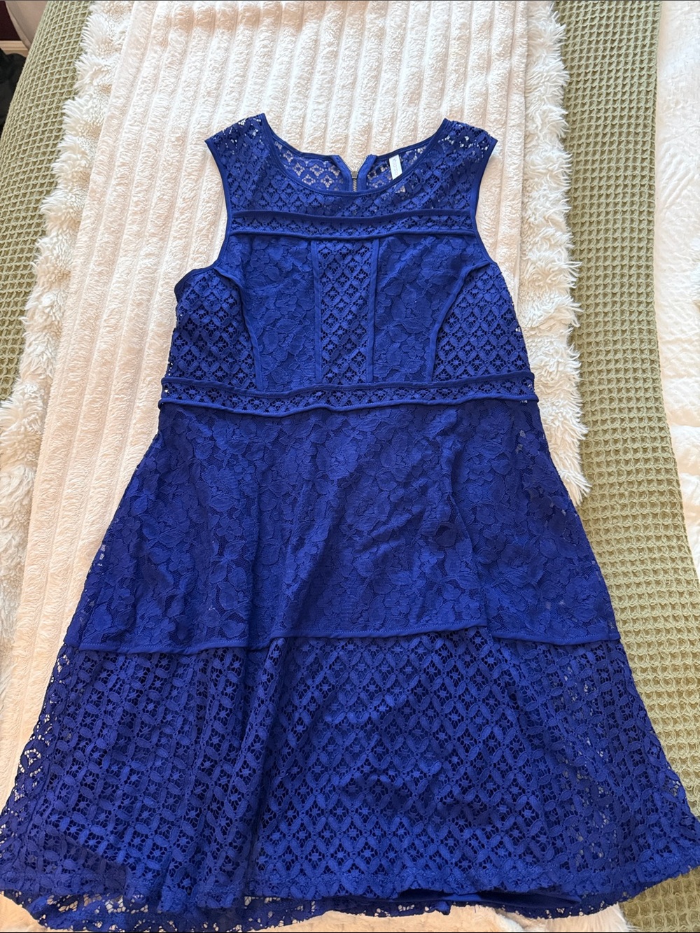 Xhilaration Royal Blue Lace Fit & Flare Party Dress